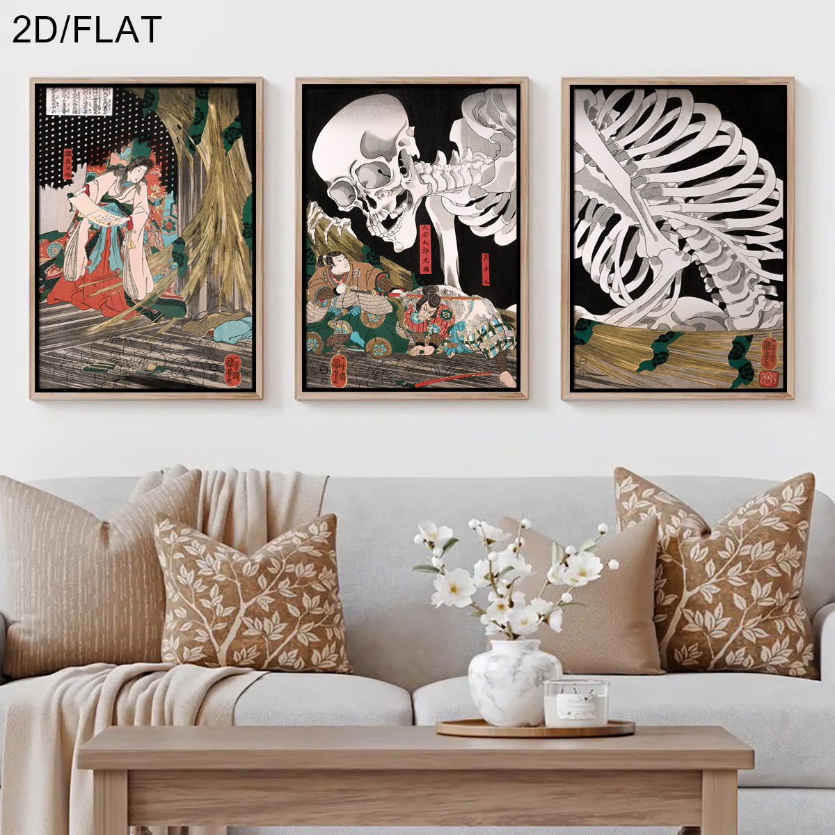 Home Decor Japanese - Conjunto de 3 Peças de Arte