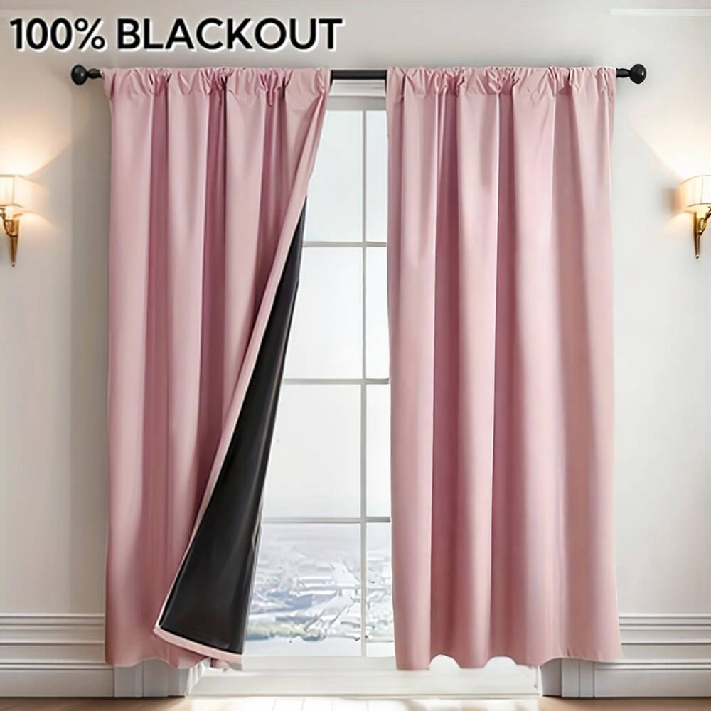 Home Decor Wall Panels - Cortina 100% Blackout com Forro Preto,