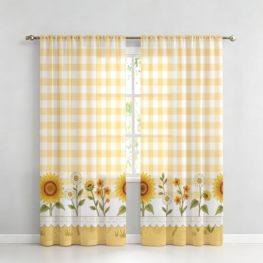 2 Peças de Cortina Transparent - Home Decor Yellow avaliação e preço