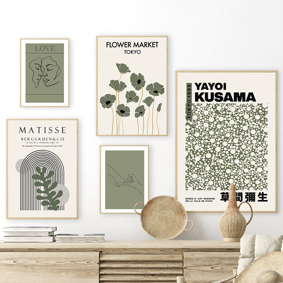 Home Decor Green - Pintura em tela verde sálvia Yayoi