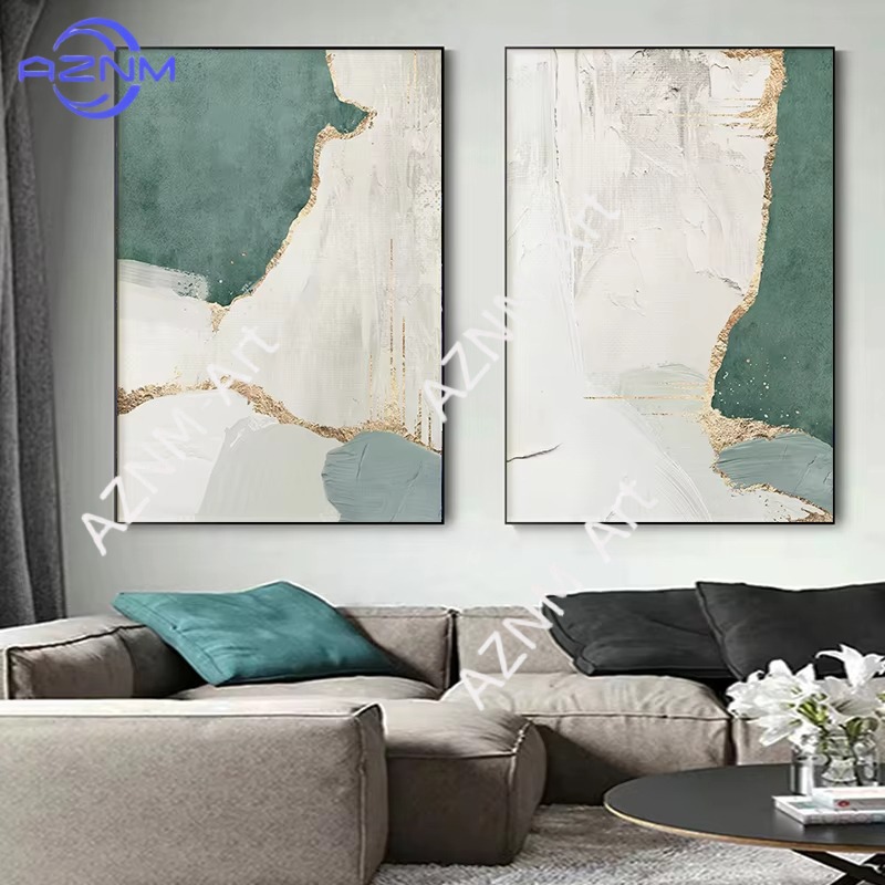 1/2 Peças de Pintura Abstrata  - Home Decor Green avaliação e preço