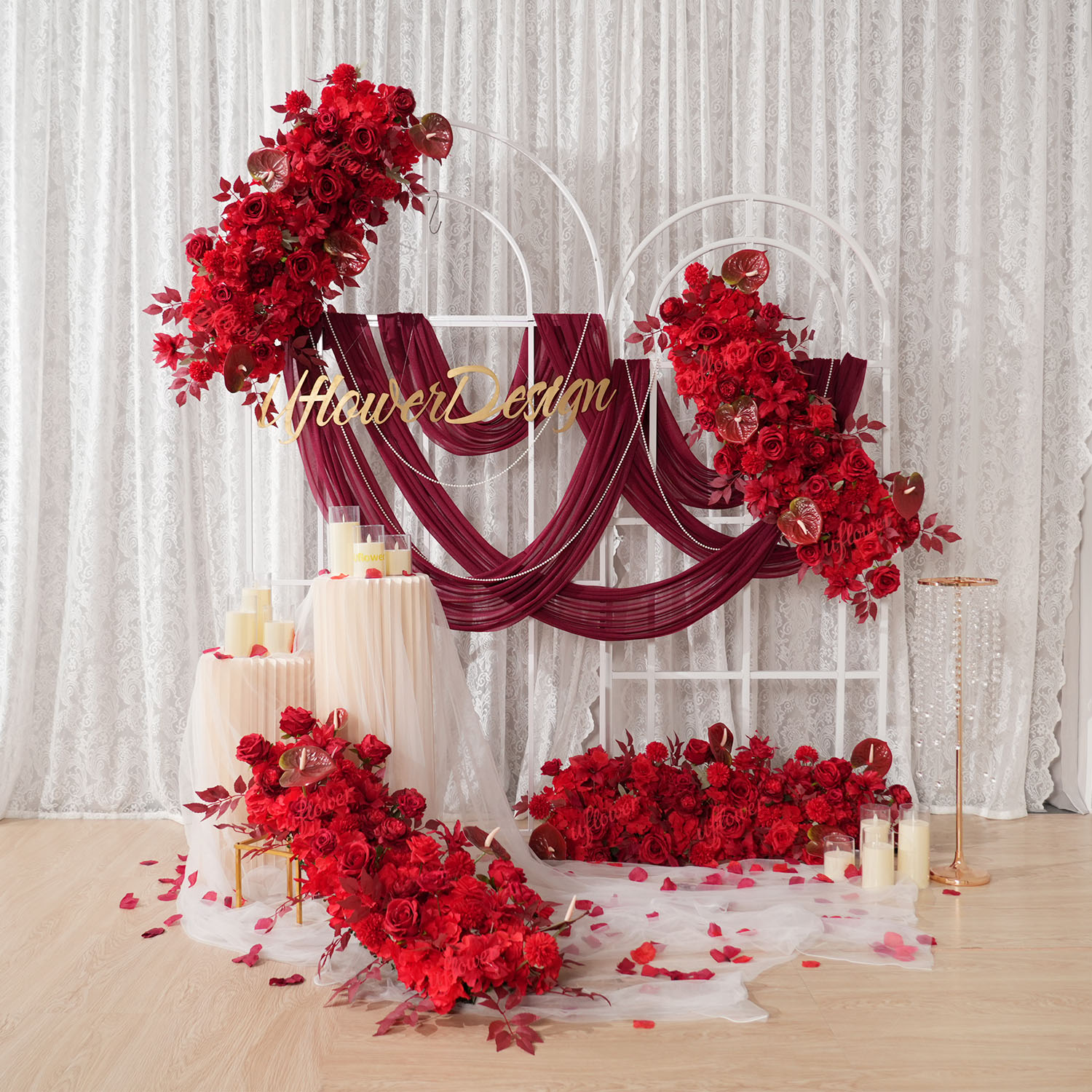 Home Decor Event - Uflower flor vermelha linha arco de