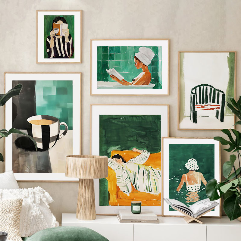 Verde listrado menina livro ca - Home Decor Green avaliação e preço