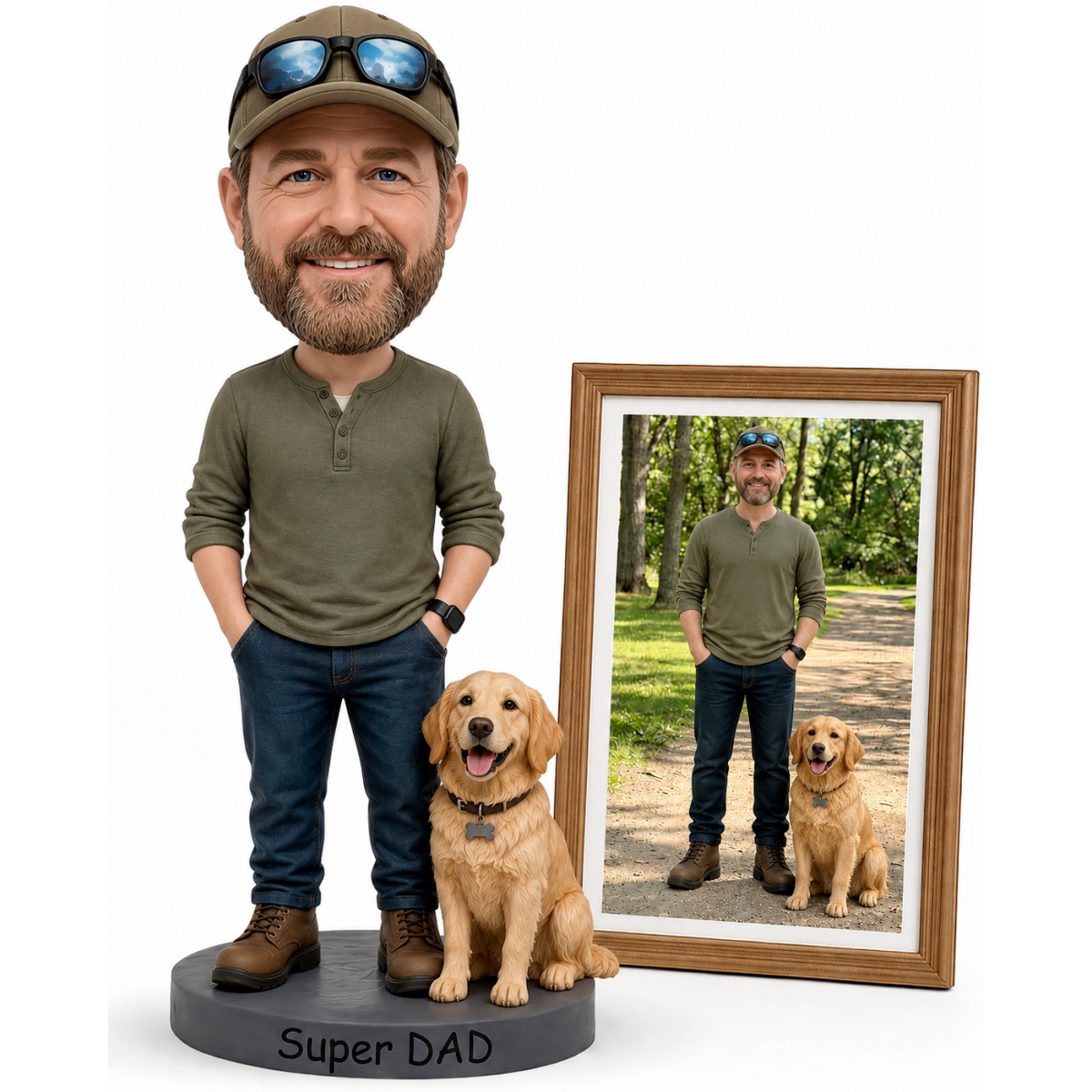 Home Decor From Clay - Bobblehead Personalizado de Pet e Dono