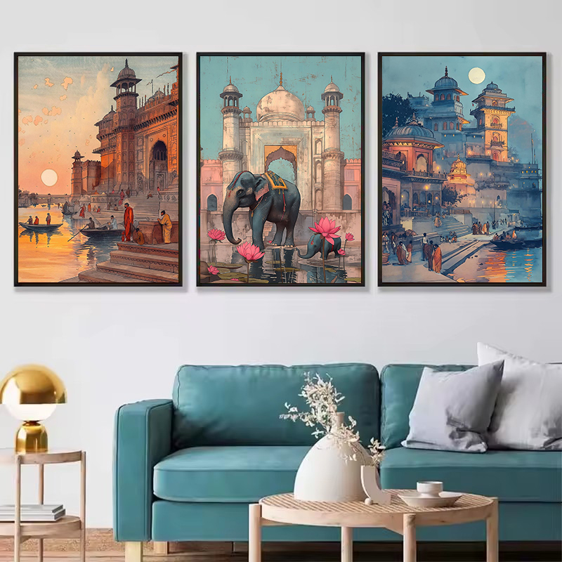 Vintage antigo índia vivendo b - Home Decor Varanasi avaliação e preço