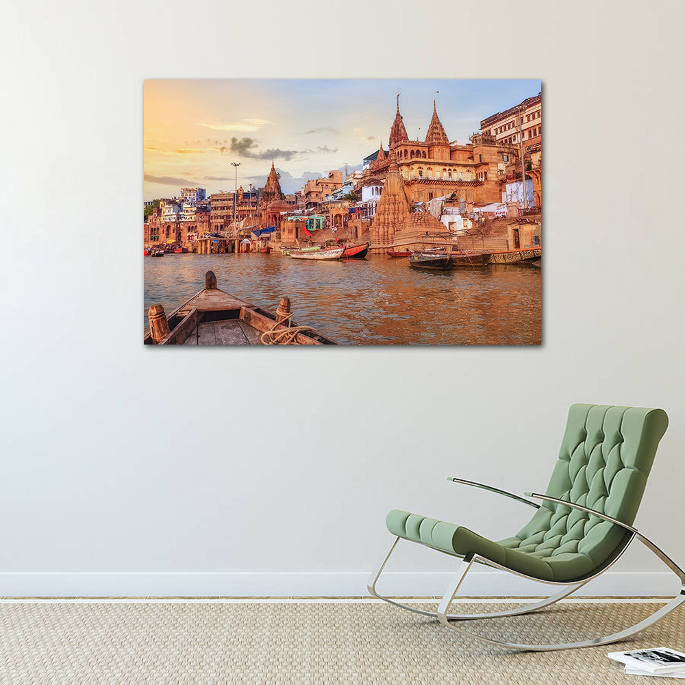 Pôster de paisagem do rio Gang - Home Decor Varanasi avaliação e preço