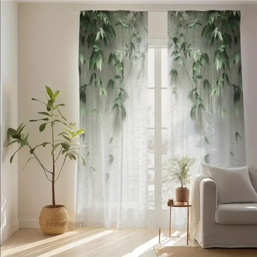 2PCS Cortina Transparente com  - Home Decor Wall Panels avaliação e preço