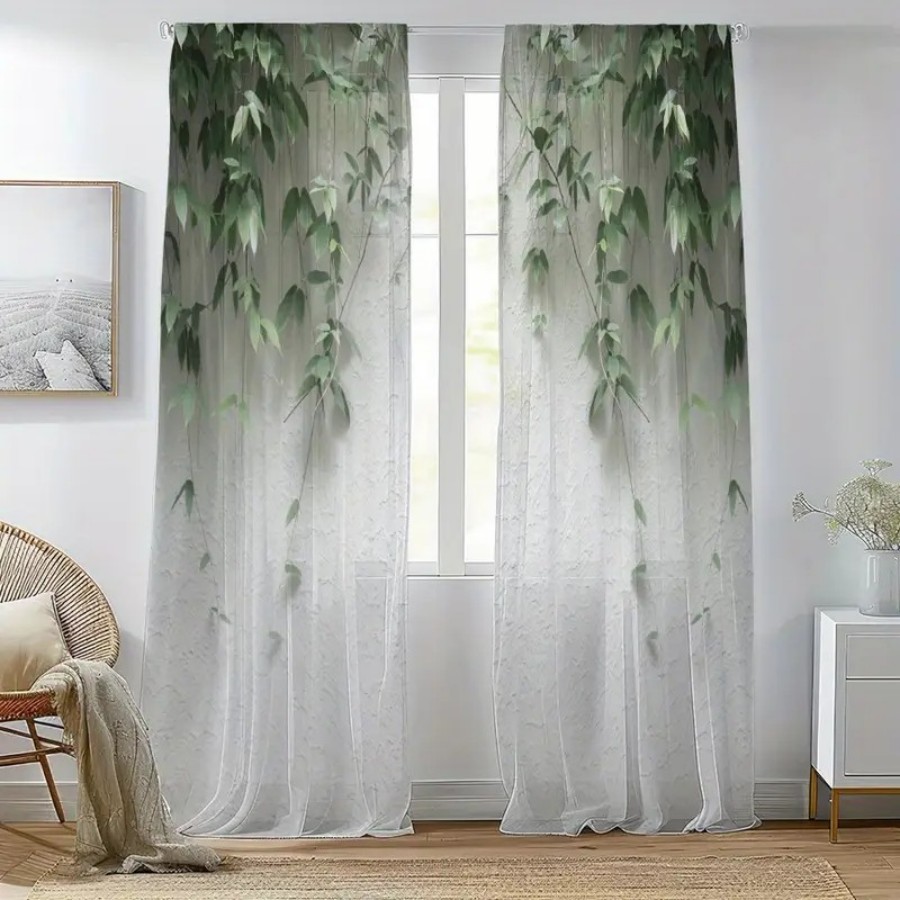 2PCS Cortina Transparente com  - Home Decor Wall Panels avaliação e preço
