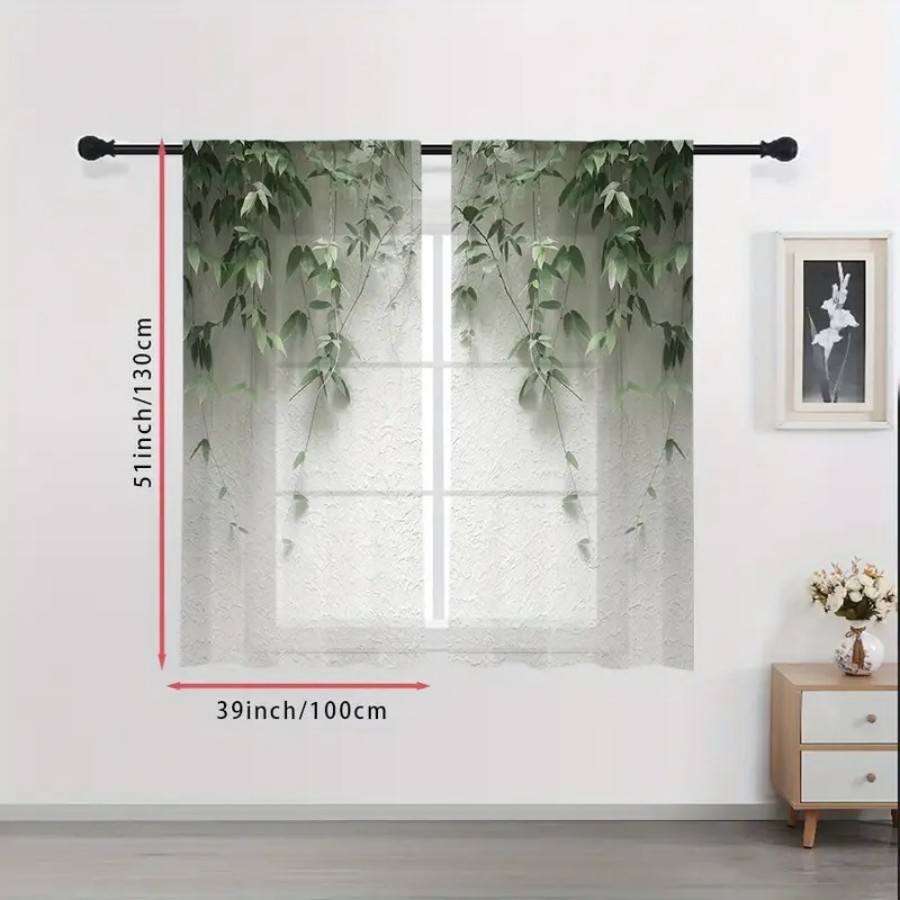 2PCS Cortina Transparente com  - Home Decor Wall Panels avaliação e preço