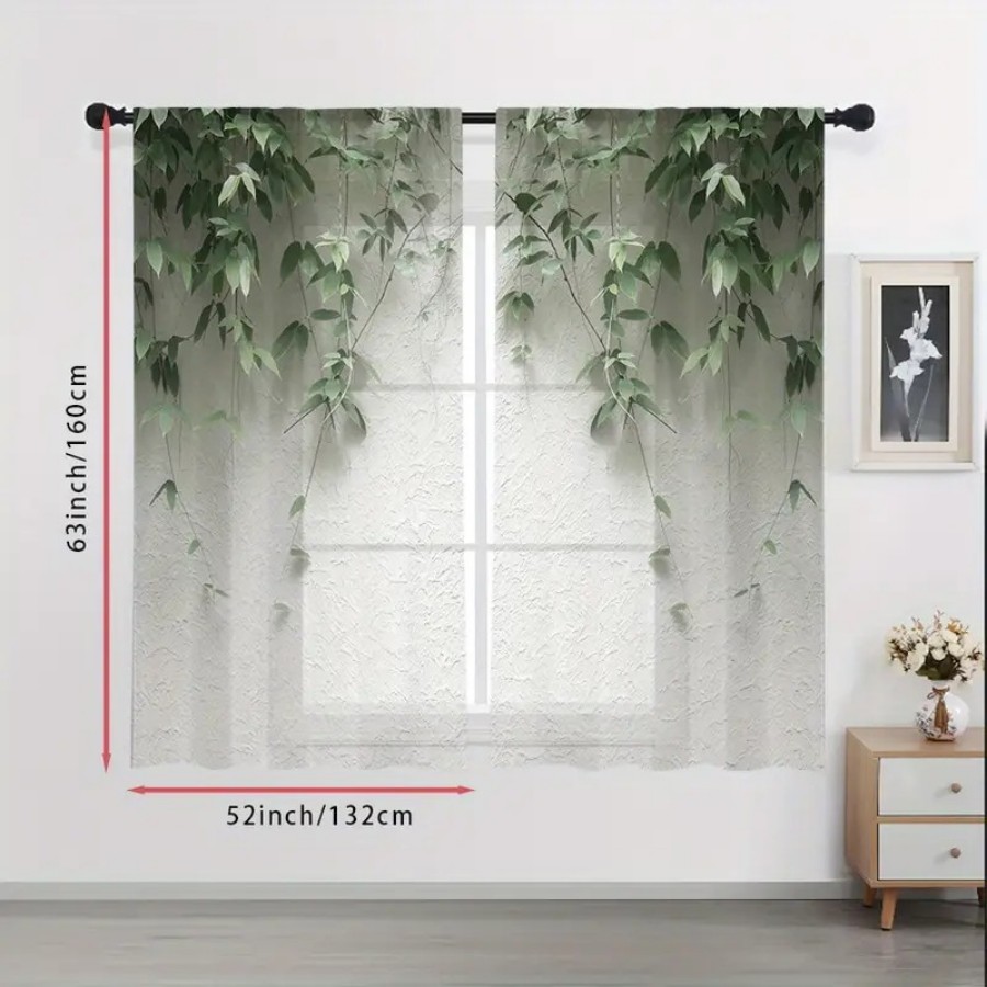 2PCS Cortina Transparente com  - Home Decor Wall Panels avaliação e preço